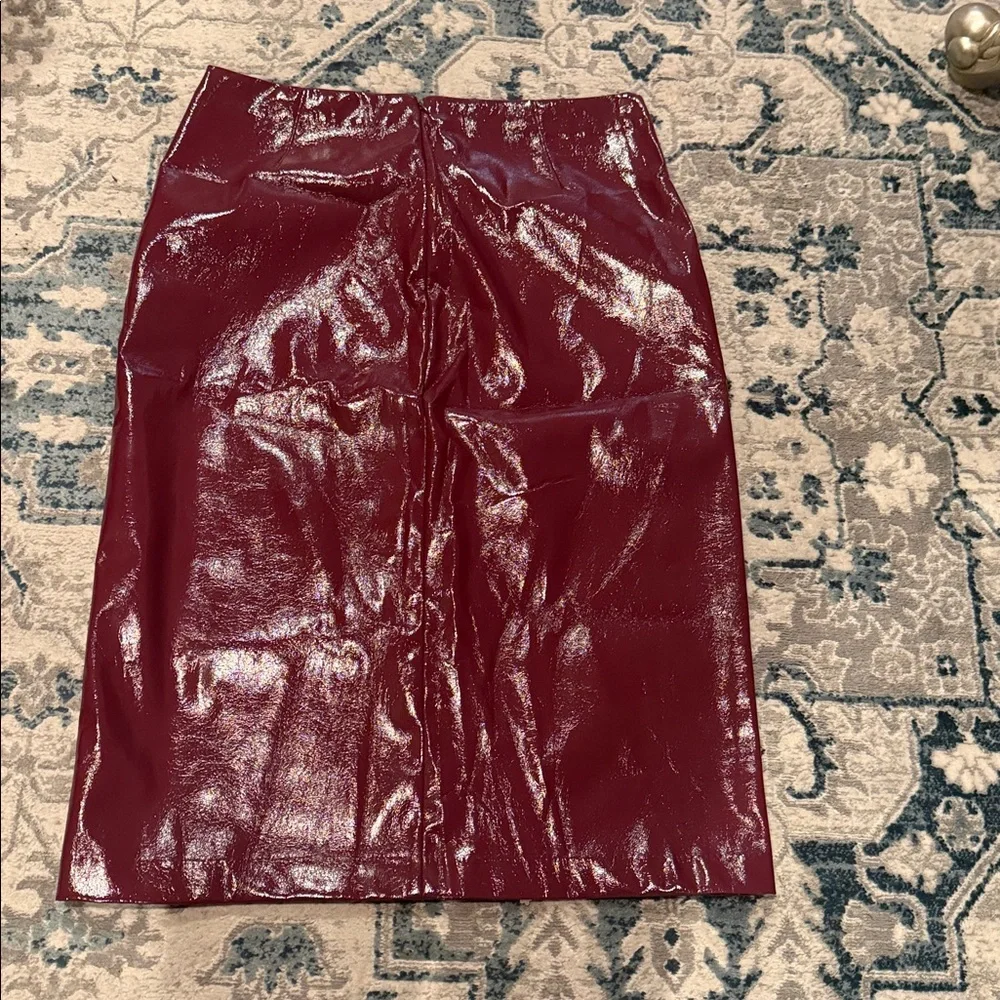GAP Patent Leather Maroon Pencil Skirt - Picture 2 of 3